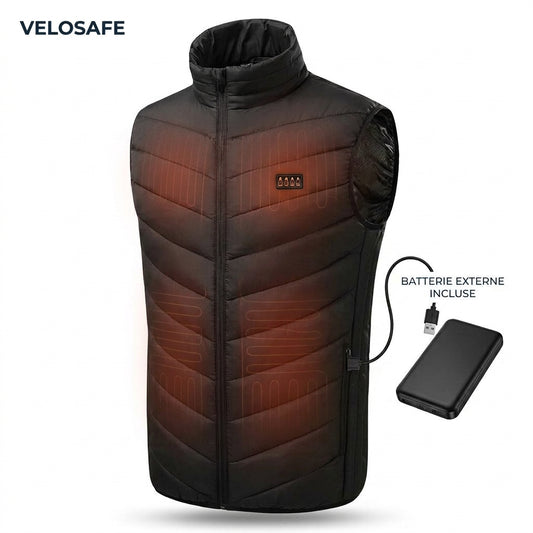 Gilet Chauffant Vélo – 3 Niveaux de Chaleur, 27 Zones de Chauffe, Batterie Externe Incluse