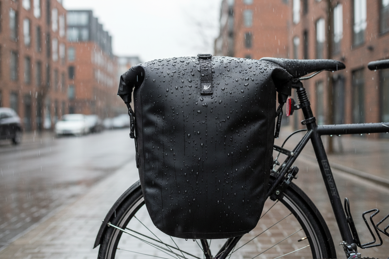 Sacoche vélo imperméable – démonstration pluie